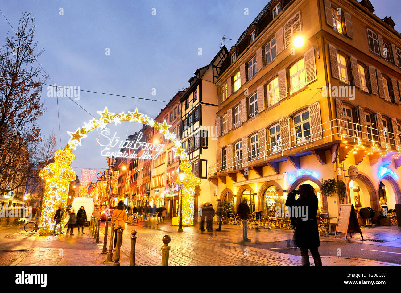 Christmas market decoration. Strasbourg. Europe's best Christmas market 2014. Bas-Rhin. Alsace. France Stock Photo