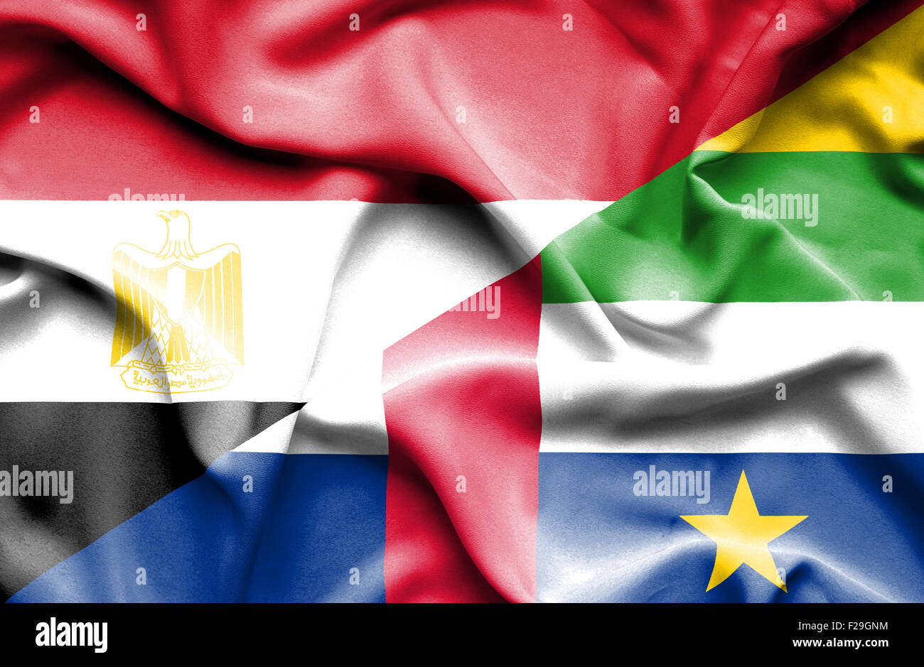 Waving flag of Central African Republic and Egypt Stock Photo - Alamy
