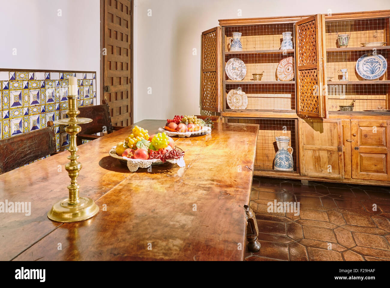 The Dining Room. Cervantes Birthplace Museum, Alcala de Henares. Community of Madrid, Spain. Stock Photo