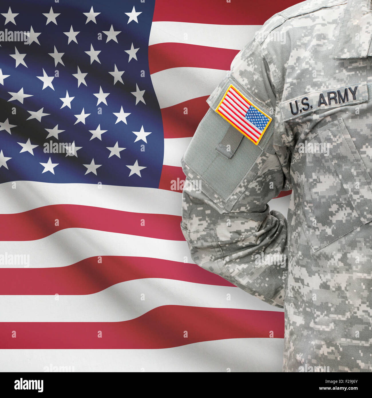 American soldier with flag on background series - United States Stock ...