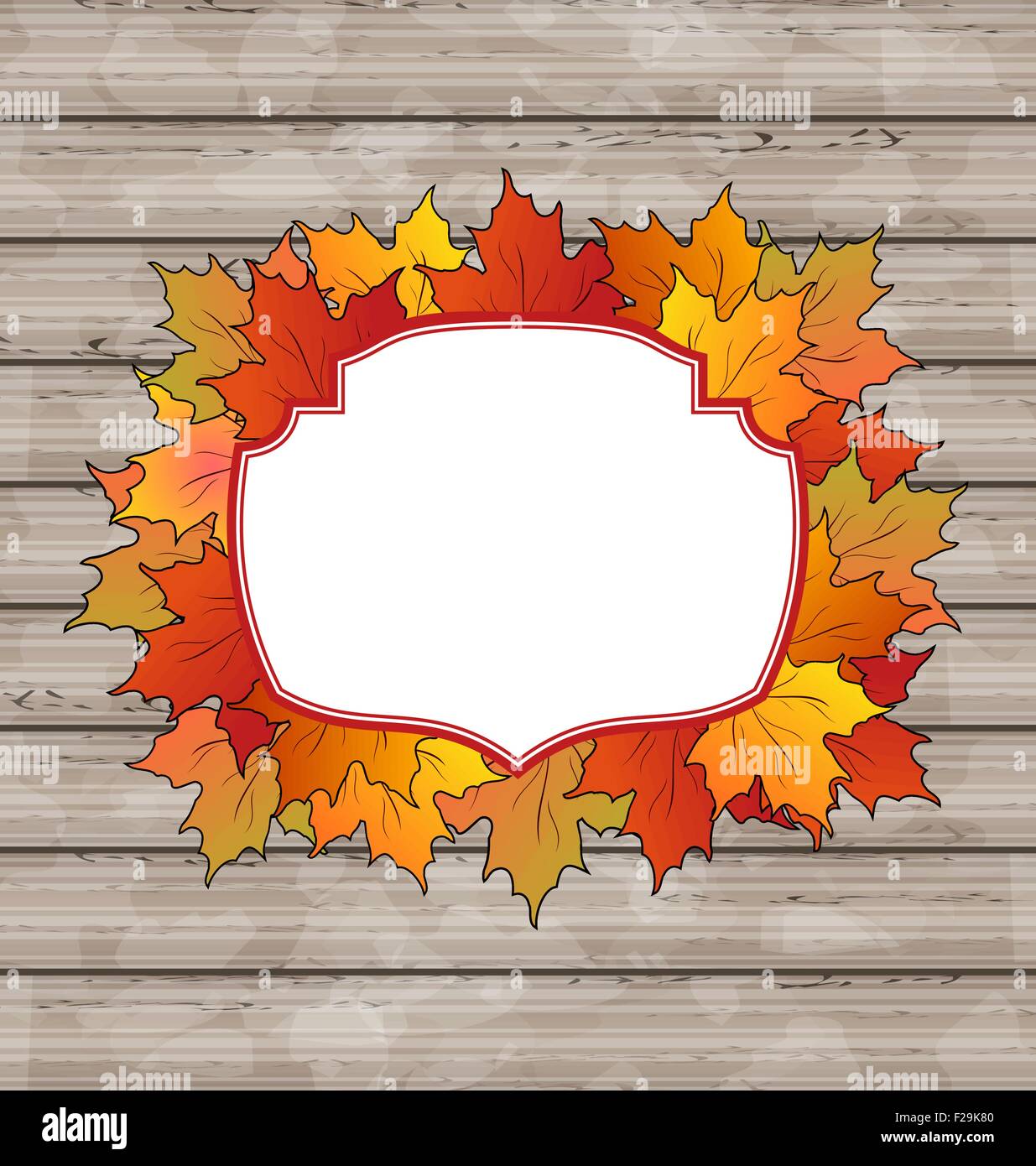 Autumn label with leaves maple, wooden texture Stock Vector Image & Art ...