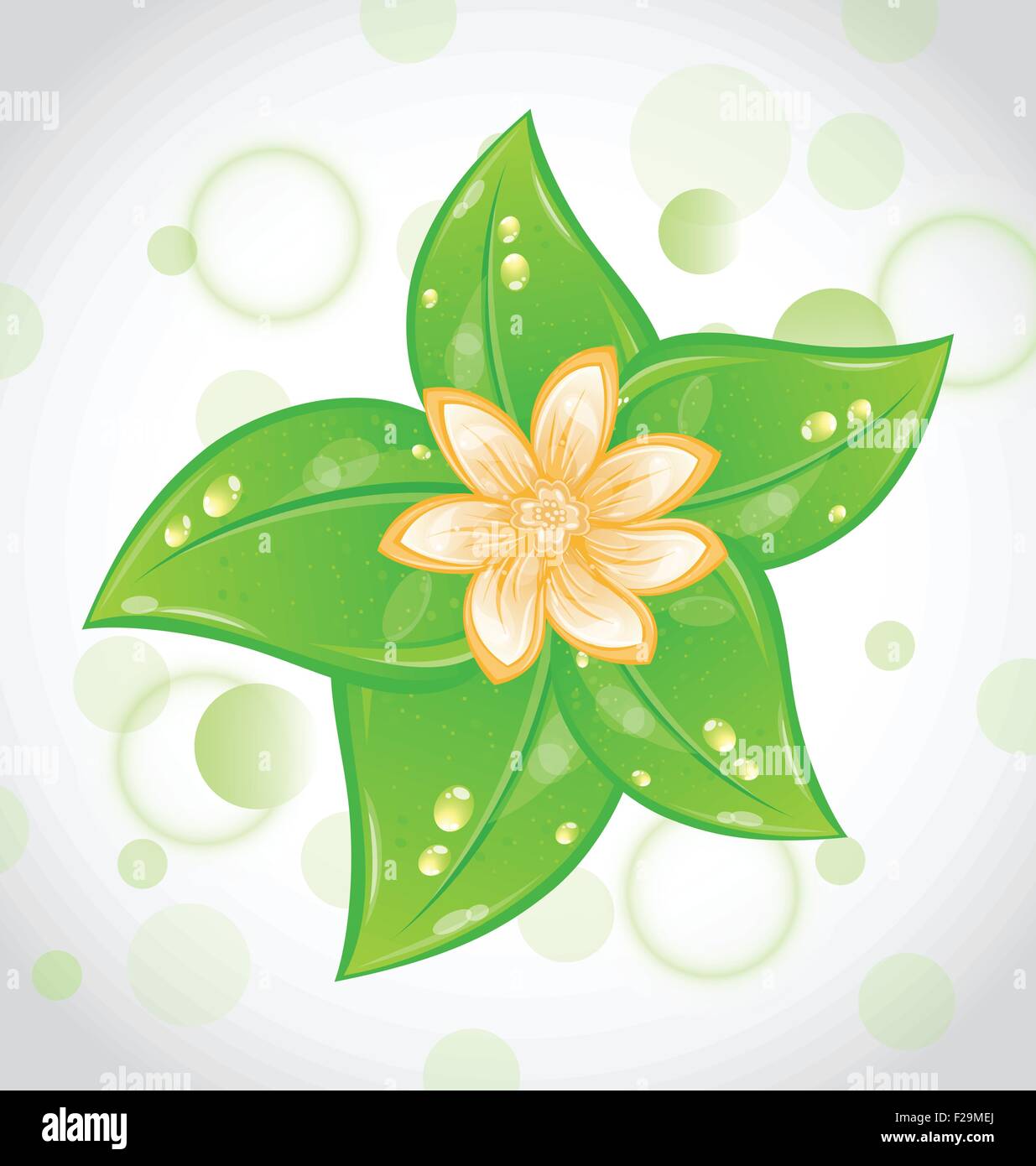 Cute eco background with green leaves and flower Stock Vector Image ...