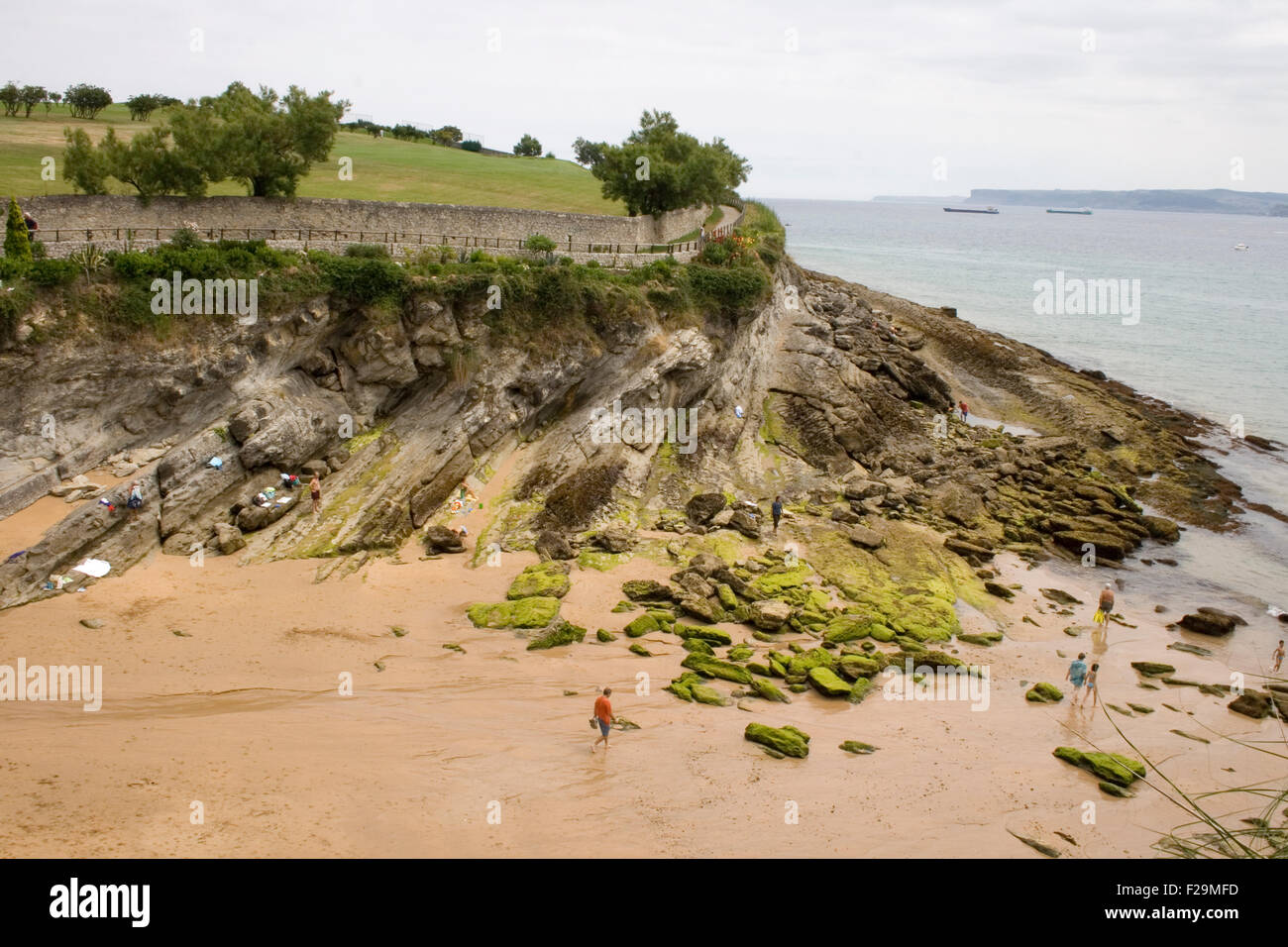 View of Santander beach, Cantabrian Sea Stock Photo