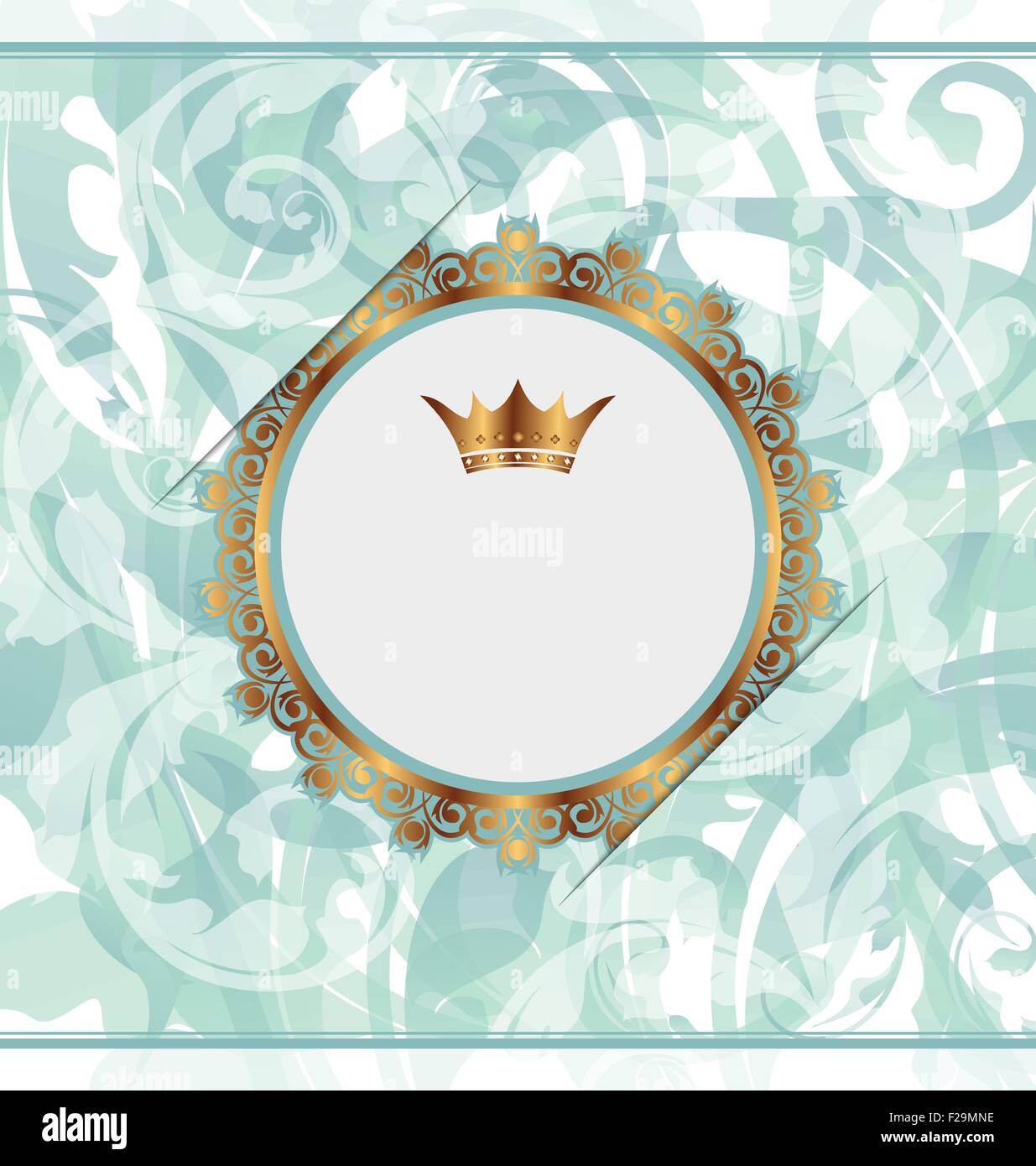 Royal background with golden ornate frame and heraldic crown Stock ...