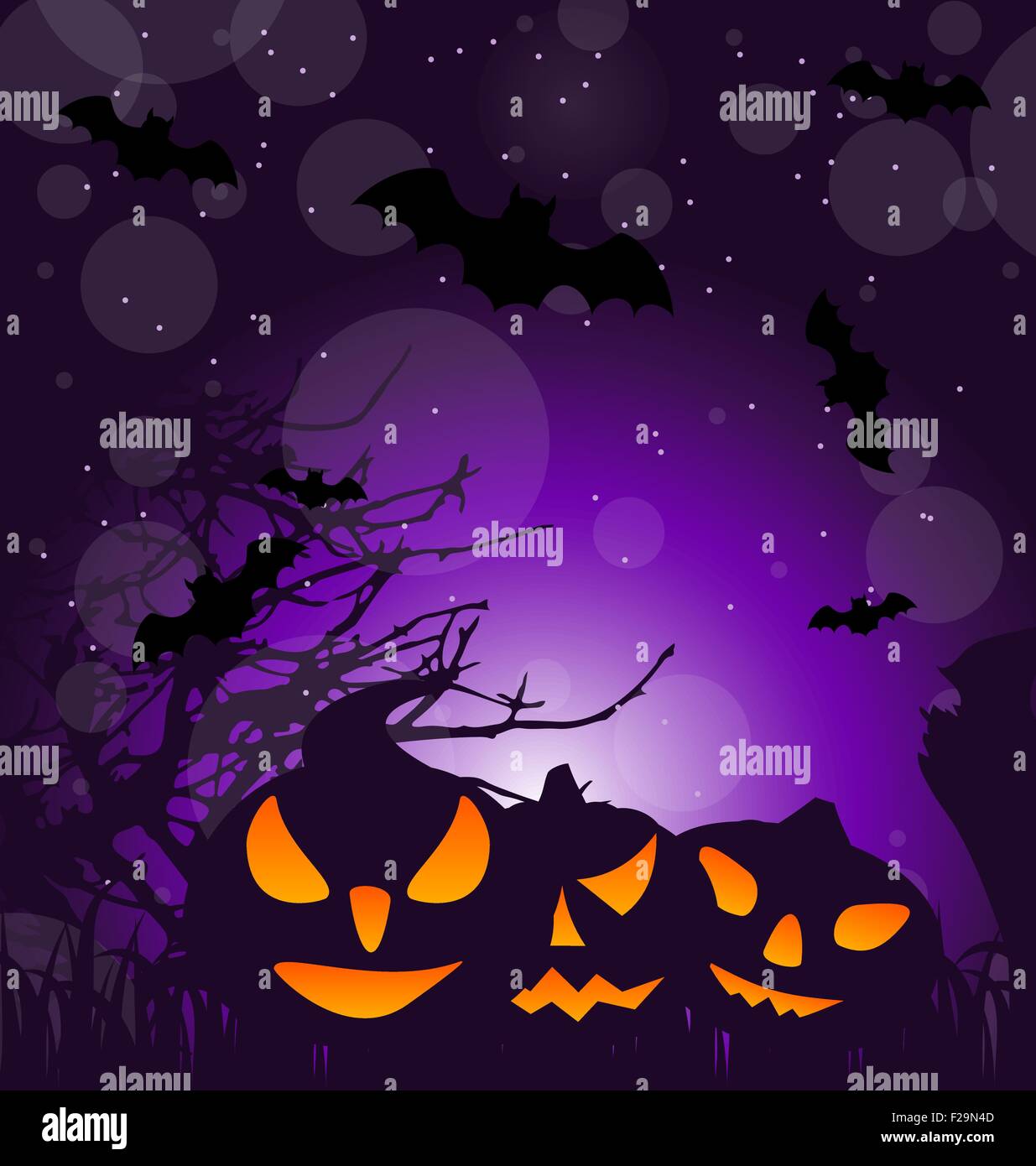 Halloween scary pumpkins, outdoor background Stock Vector Image & Art ...