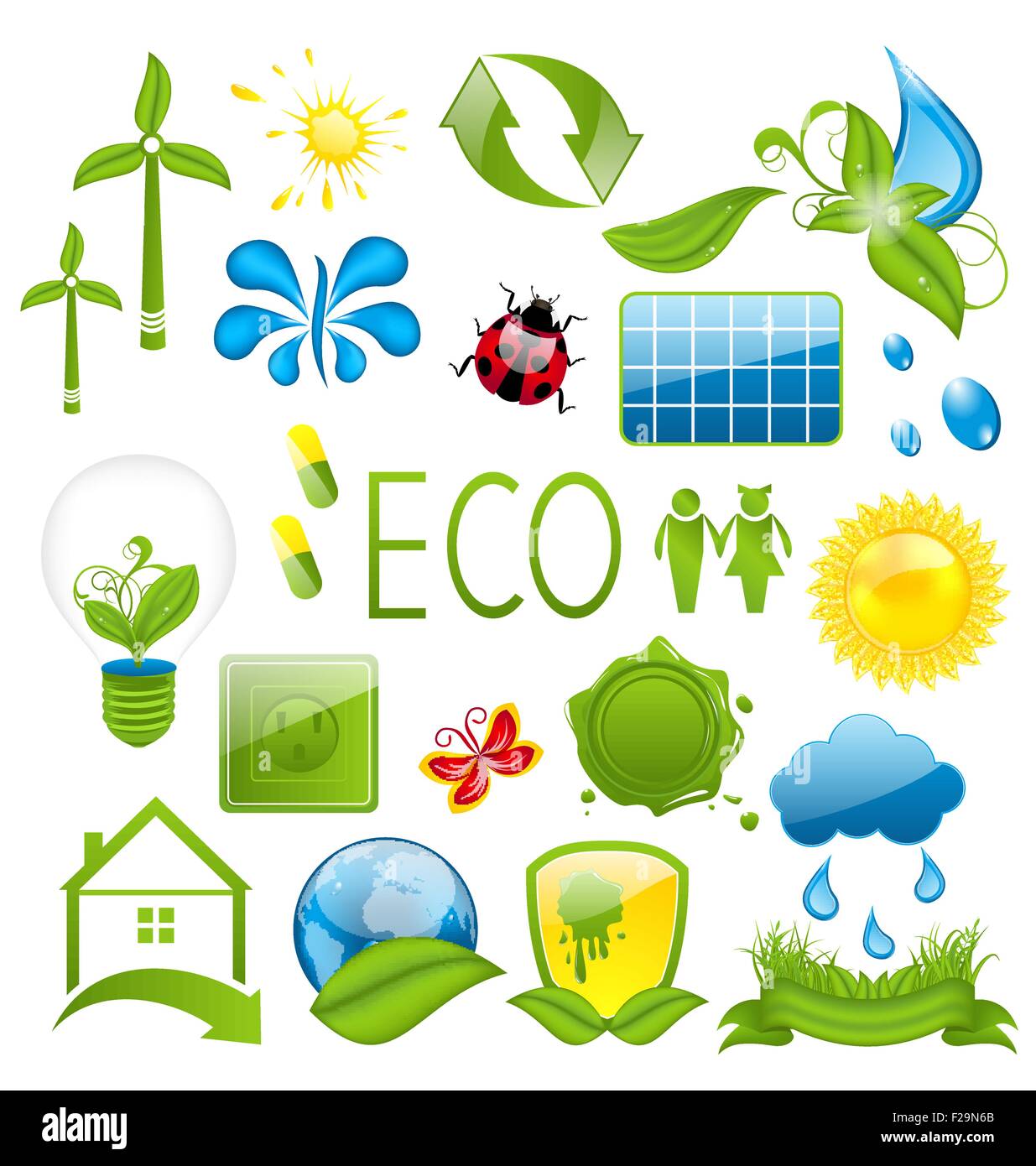 Set of green ecology icons (3 Stock Vector Image & Art - Alamy