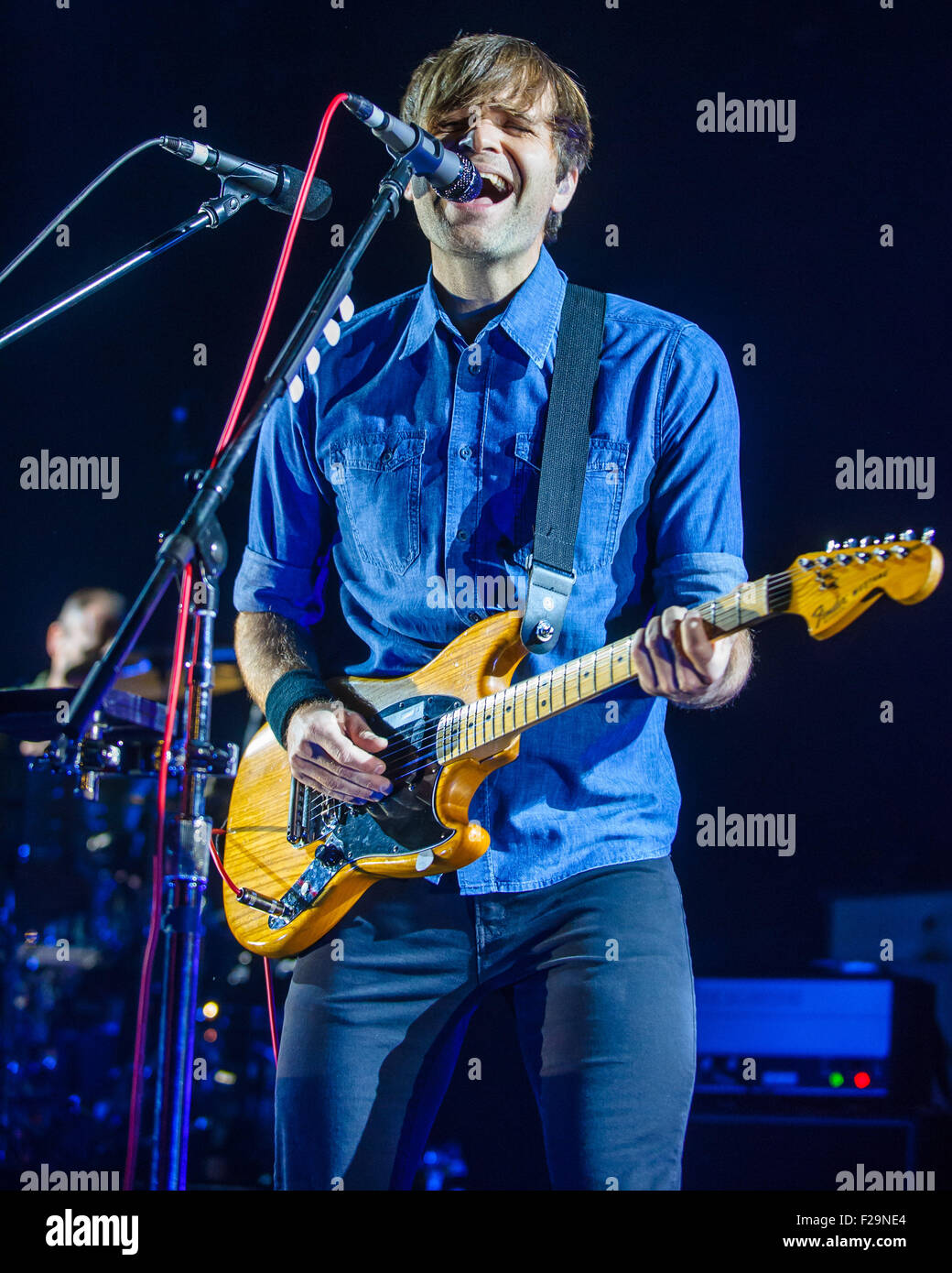 Columbia, MD, USA. 13th Sep, 2015. BEN GIBBARD of Death Cab For Cutie performs at Merriweather Post Pavilion in Columbia, MD. © Kyle Gustafson/ZUMA Wire/Alamy Live News Stock Photo