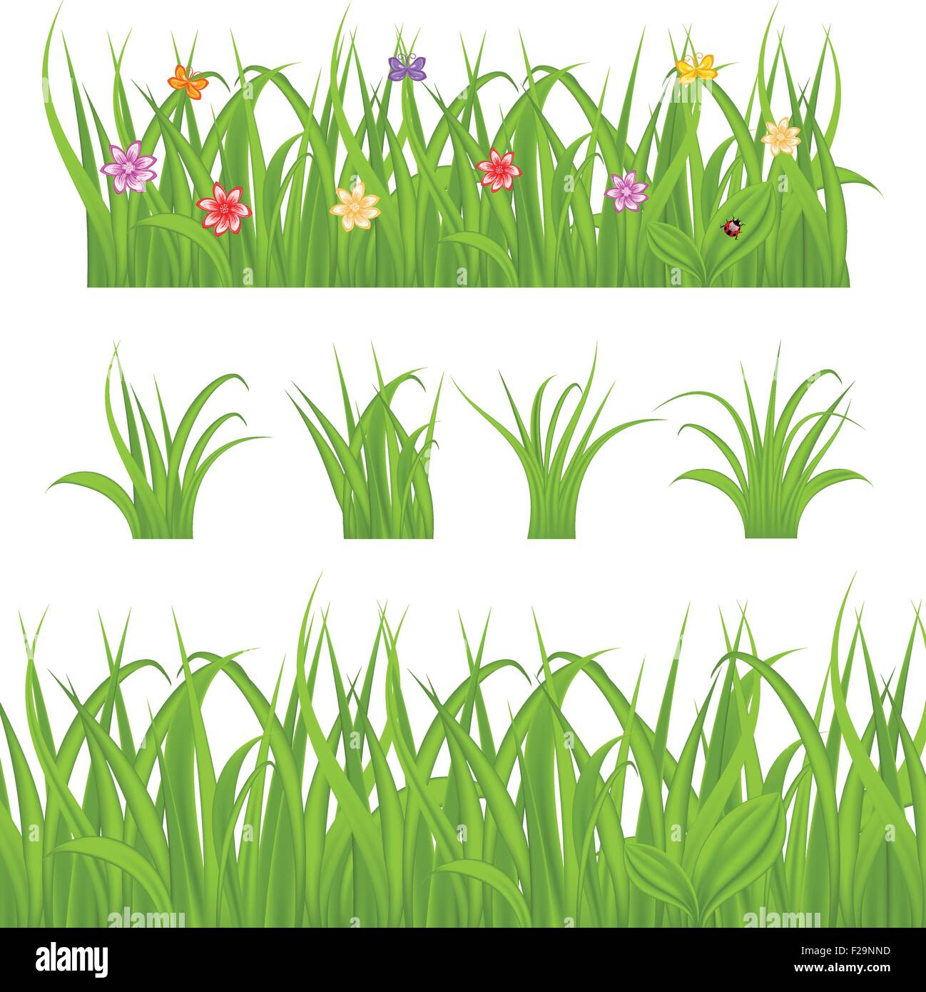 Set green grass isolated on white background Stock Vector Image & Art ...