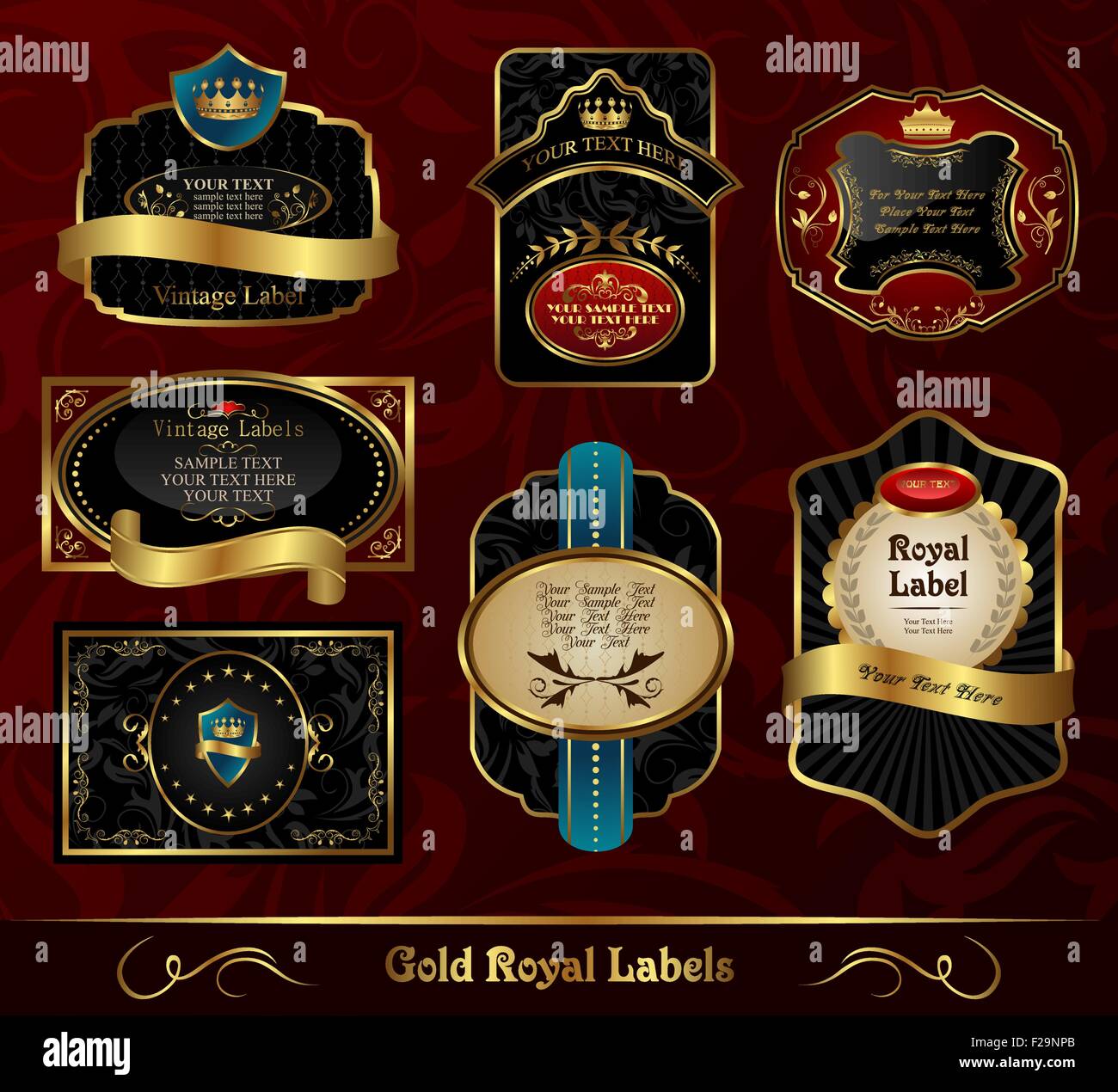 set black gold-framed labels Stock Vector Image & Art - Alamy
