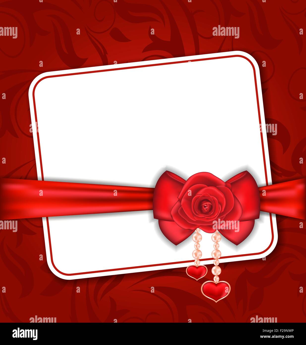 Beautiful card for Valentine Day with red rose and bow Stock Vector ...