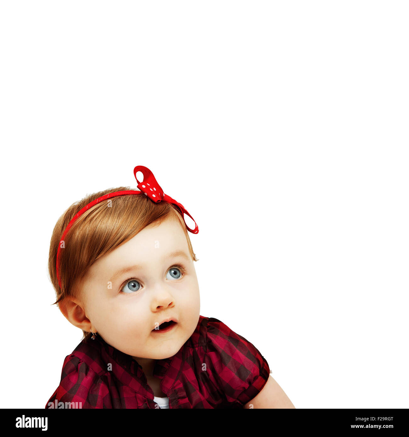 One cute baby girl isolated on white background Stock Photo - Alamy