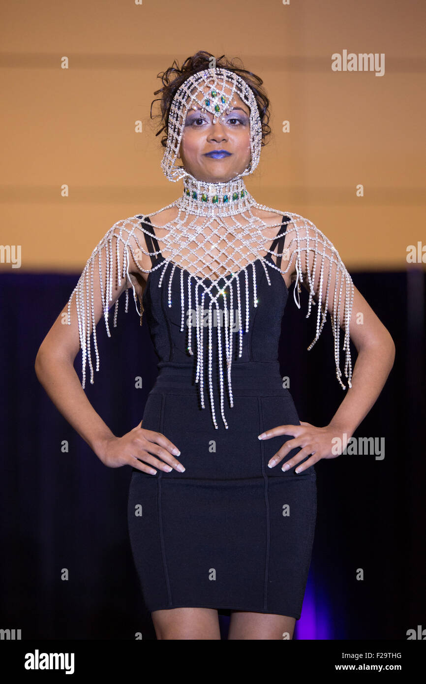 young black woman fashion show catwalk Stock Photo