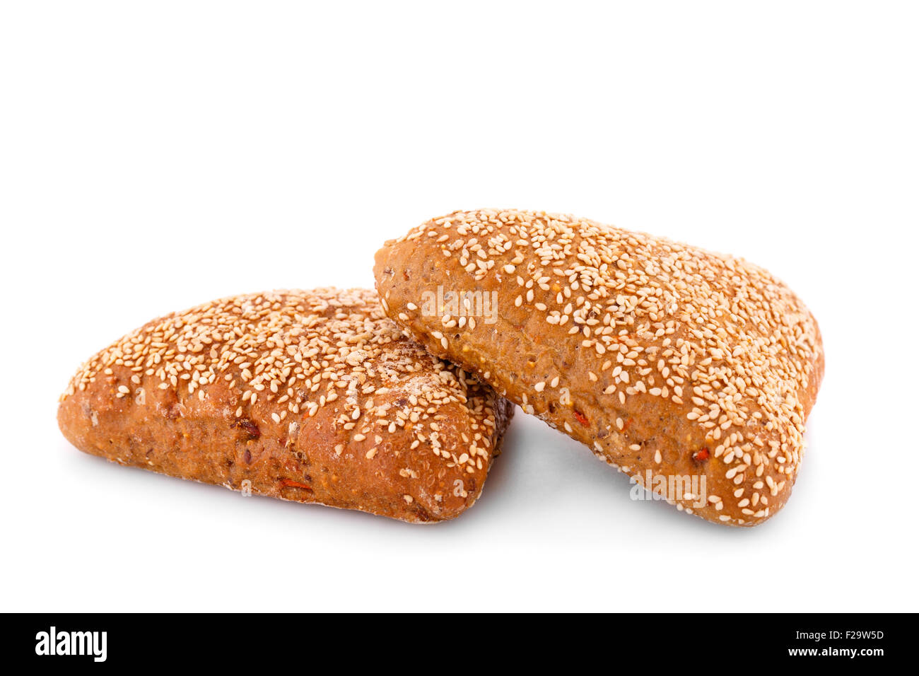 Breads with sesame seeds isolated on white background Stock Photo Alamy