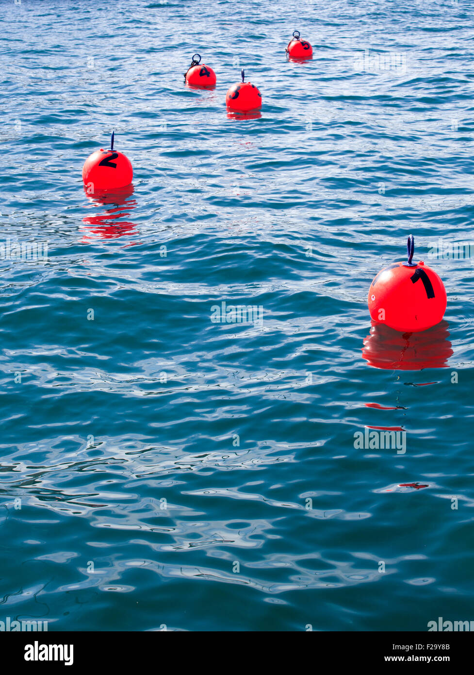 Buoy numbered on the sea Stock Photo Alamy