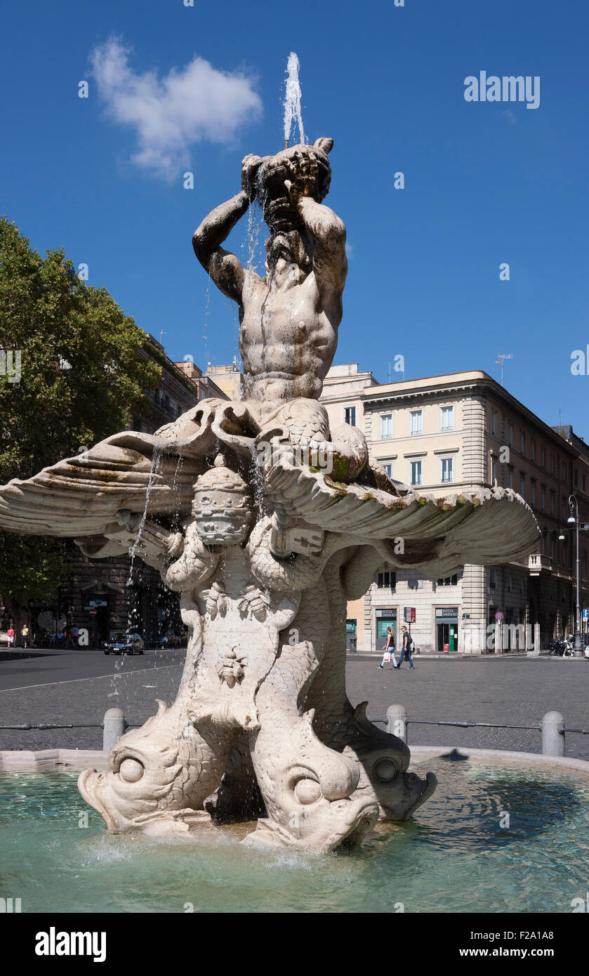 Fontana del Tritone - Piazza Barberini fountain Rome Italy Stock Photo