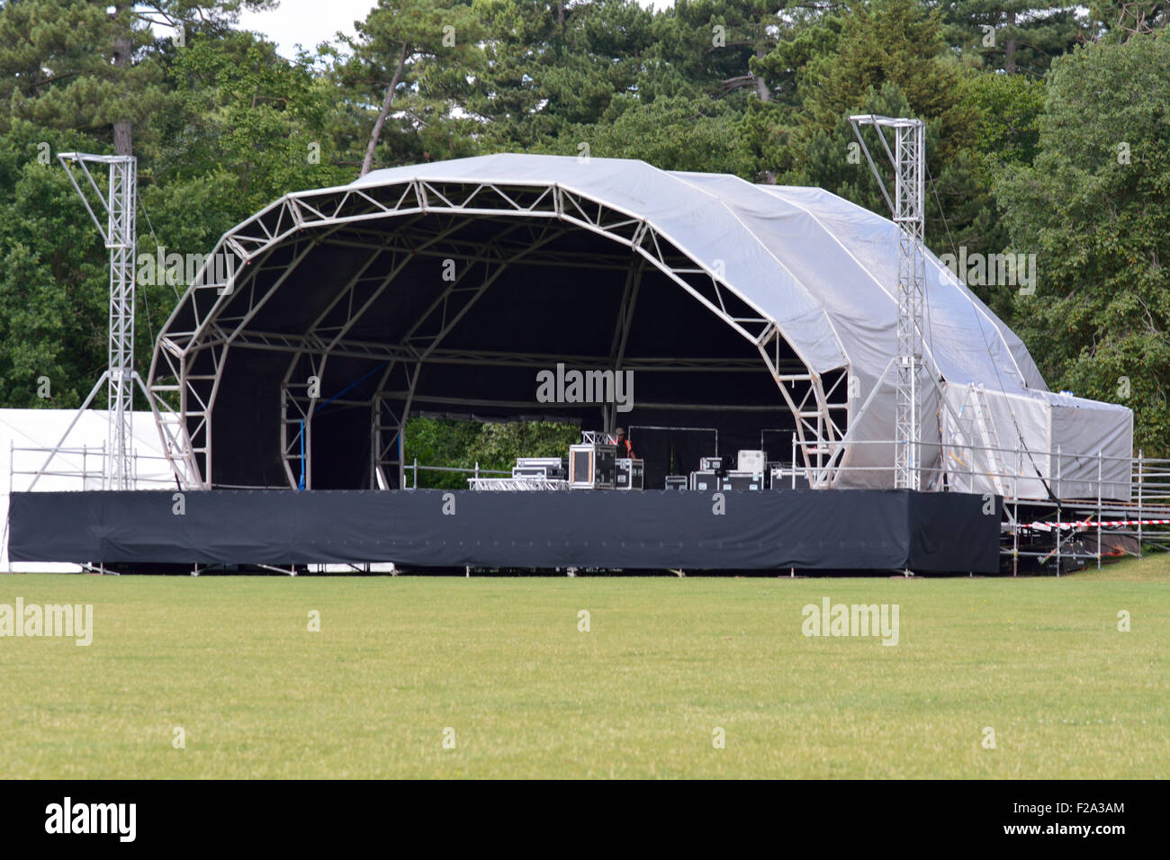 Main stage being constructed for Proms in the Park in Bedford, Bedfordshire, England Stock Photo