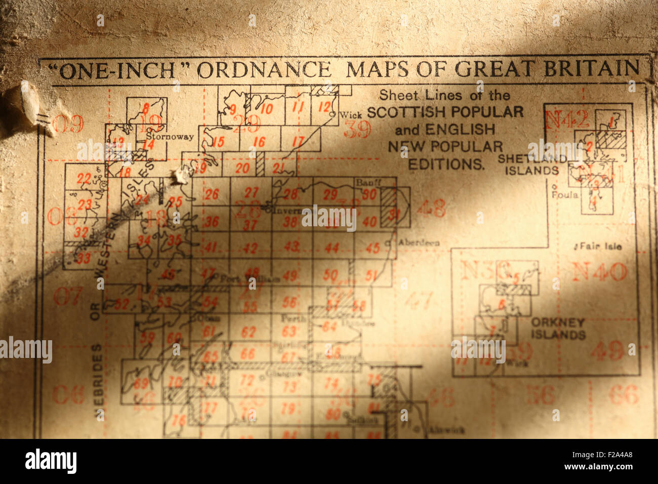 one inch ordnance survey map of great britain Stock Photo