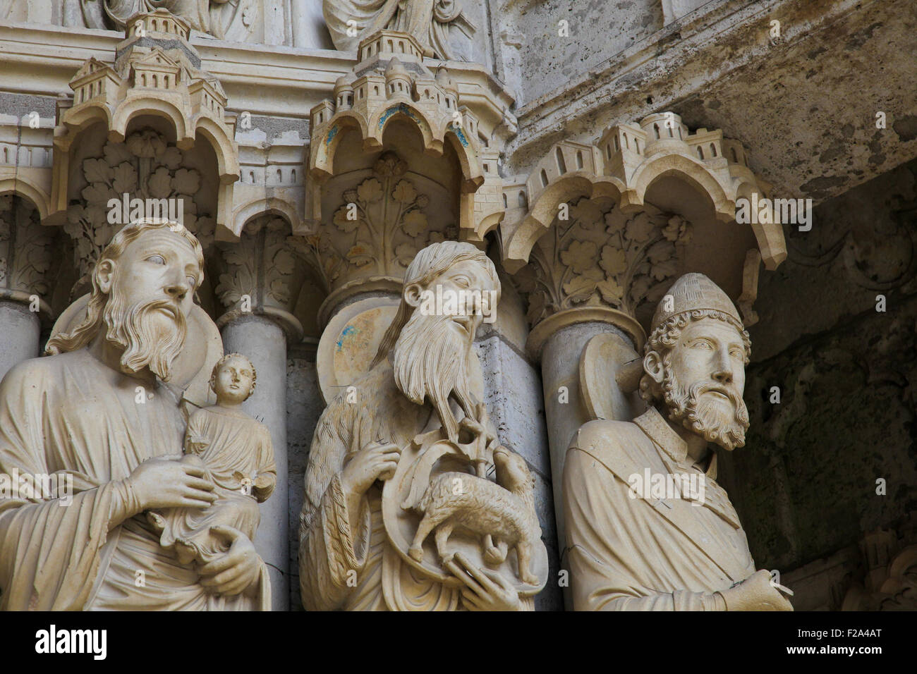Statues of Catholic Saints at the Cathedral of Our Lady of Chartres, a ...