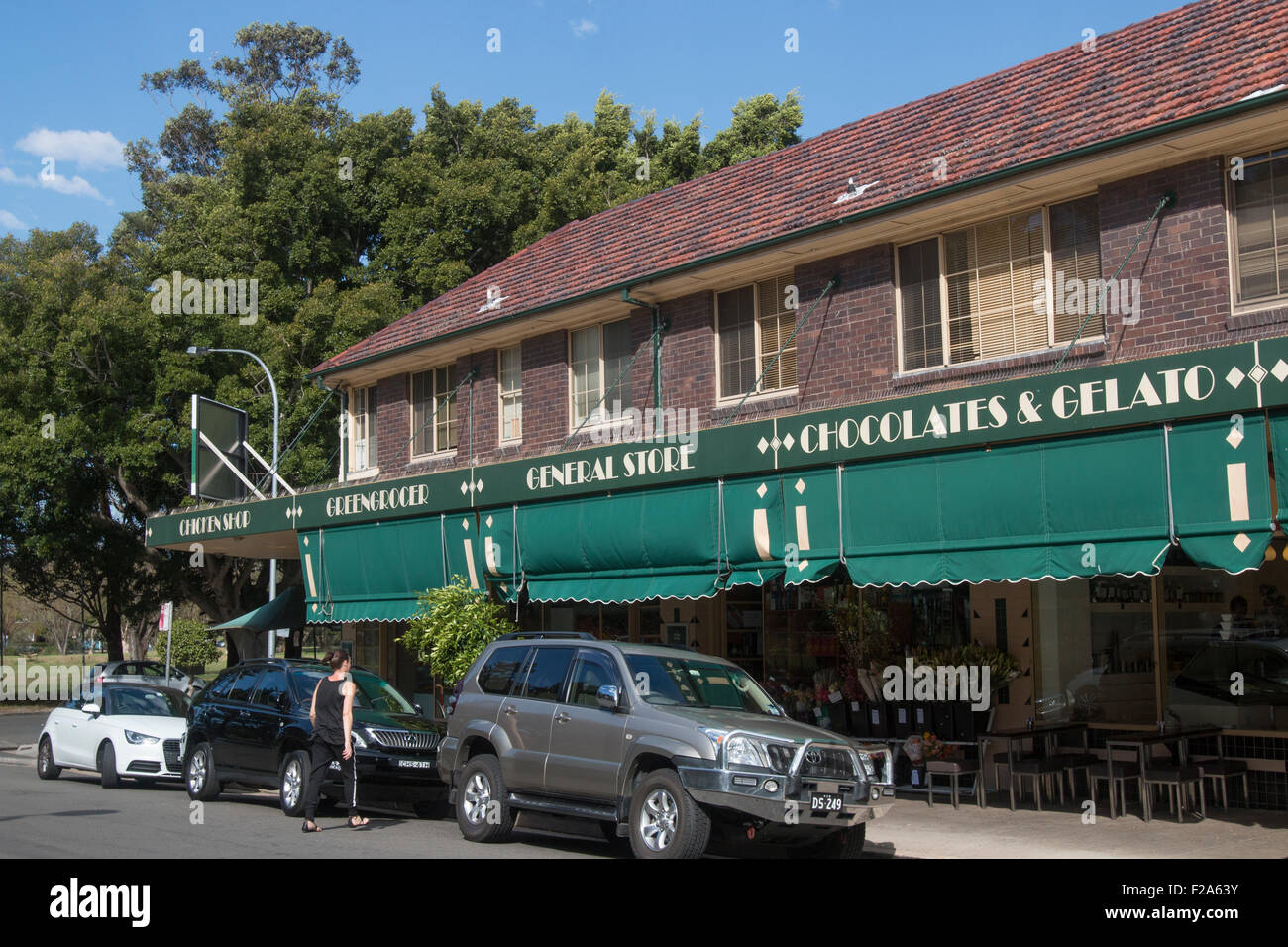 Parade of shops and restaurants in Plumer Road in Rose Bay, Eastern suburbs,Sydney,Australia Stock Photo