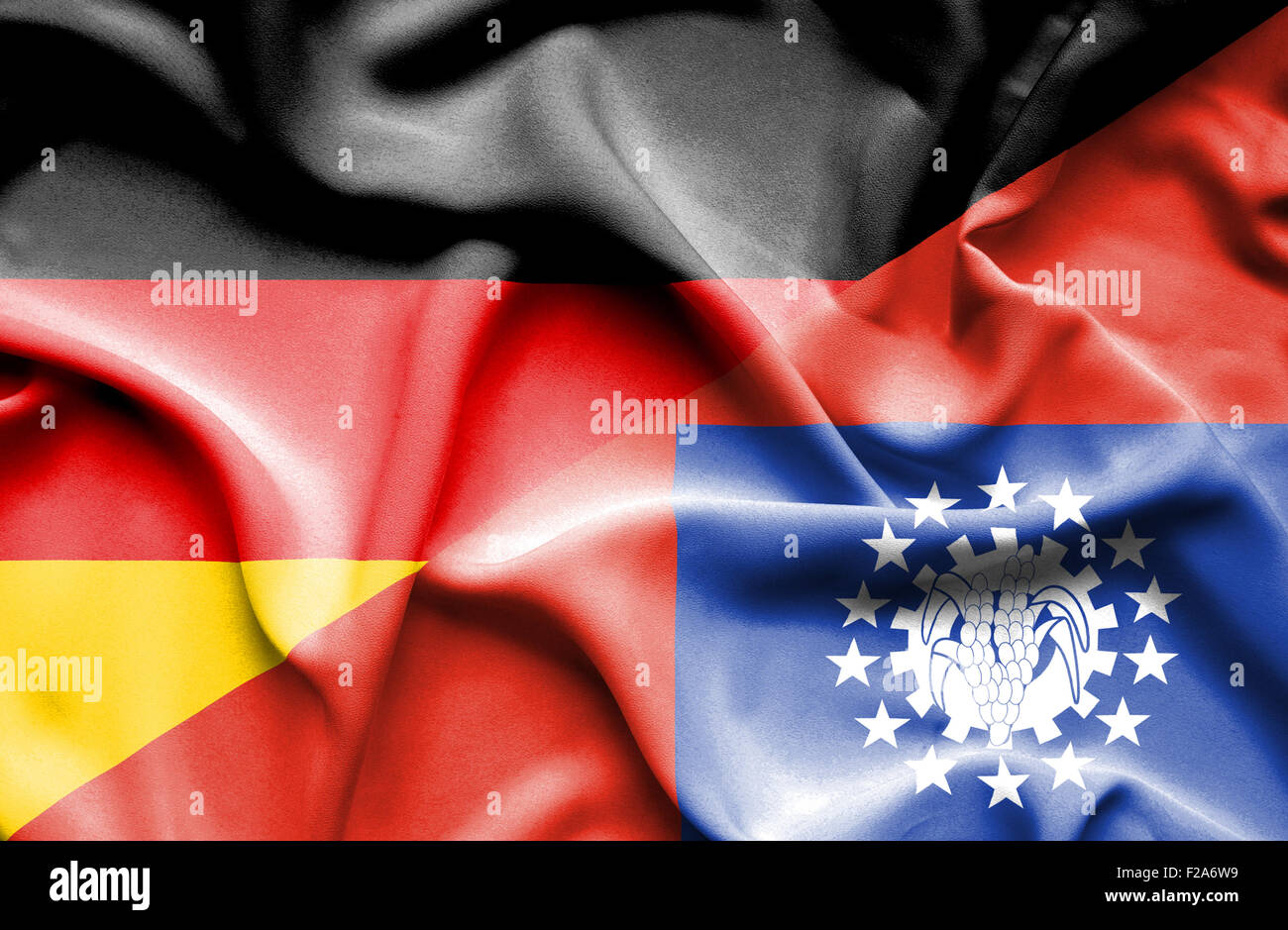 Waving flag of Myanmar and Stock Photo - Alamy