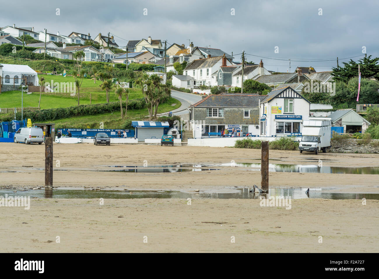 View of Polzeath, North Cornwall, UK. Taken on September 7th 2015 Stock Photo