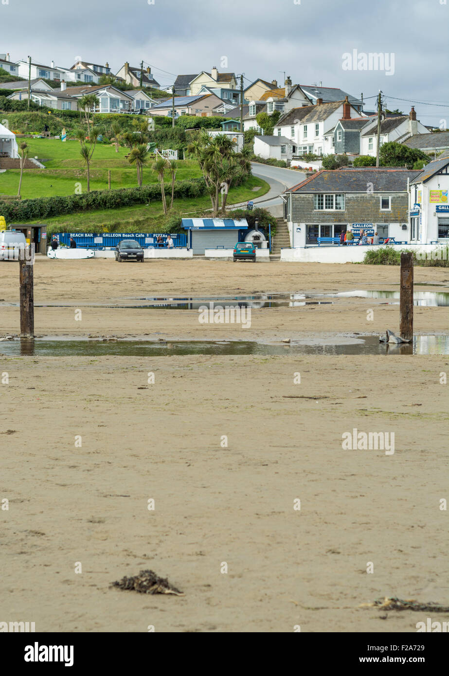 View of Polzeath, North Cornwall, UK. Taken on September 7th 2015 Stock Photo
