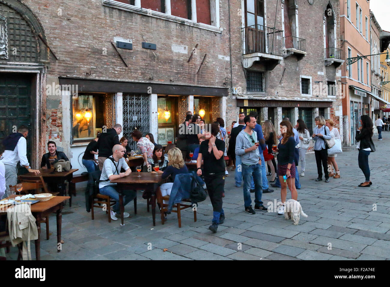 Osteria alla Bifora - Italian cafe bar restaurant at campo Santa Margherita, Venice, Italy Stock Photo