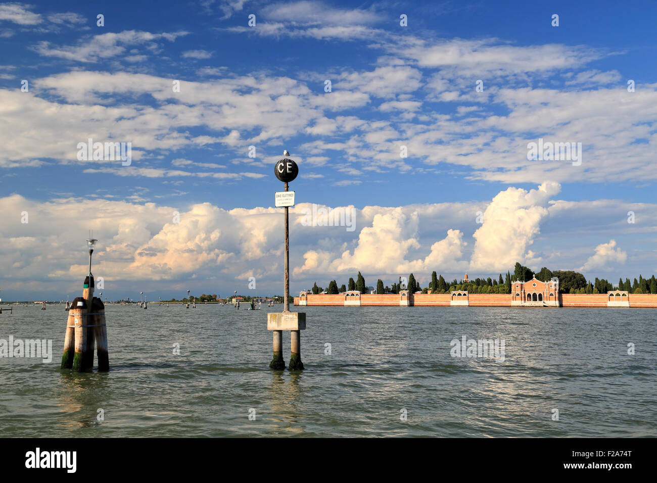 Venetian Lagoon (Laguna Veneta) San Michele Cemetery Island, Venice, Italy Stock Photo