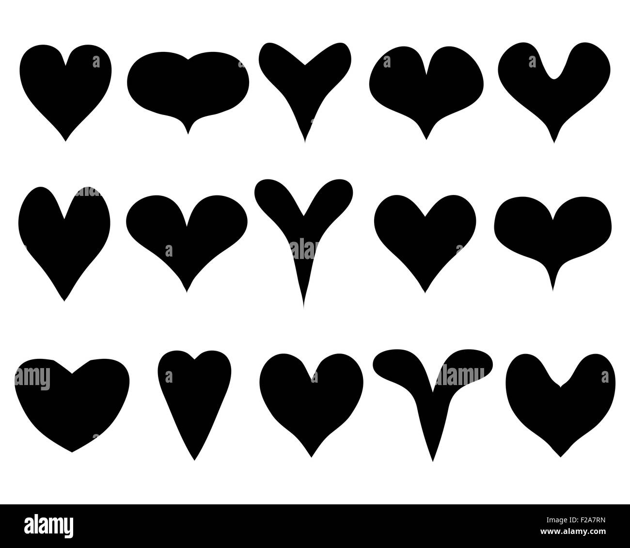 Black silhouettes of heart on the white background Stock Photo