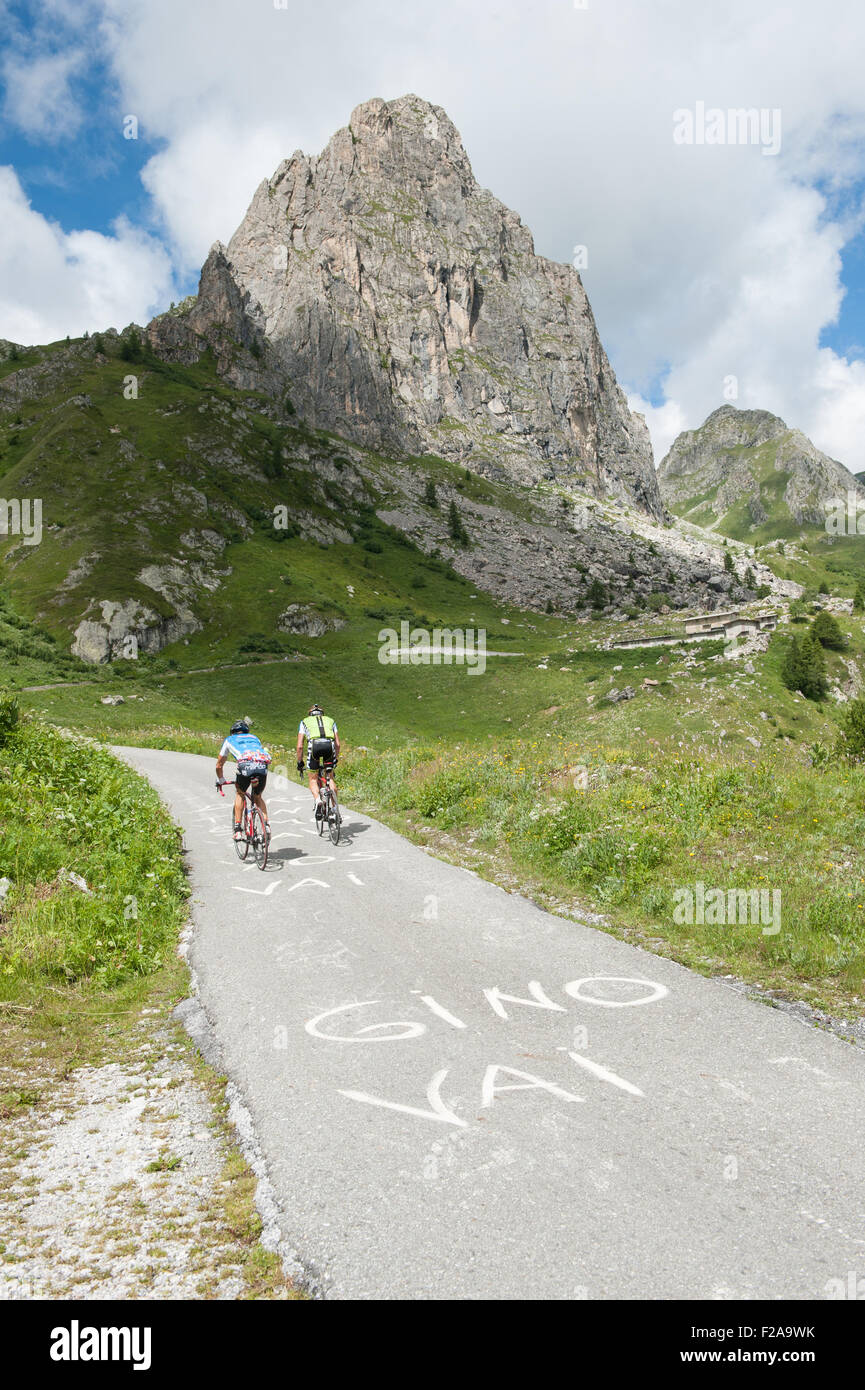Cycling in the Italian alps in the province of Cuneo. Stock Photo