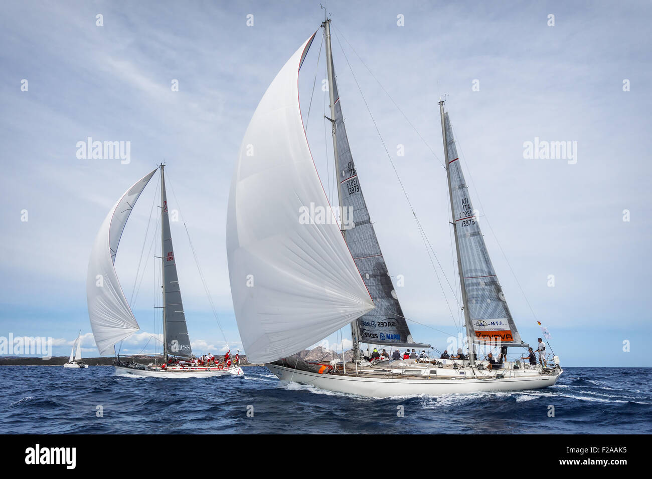 Maxi Yacht Rolex Cup 2015 sail boat race. Porto Cervo, Sardinia, Italy Stock Photo