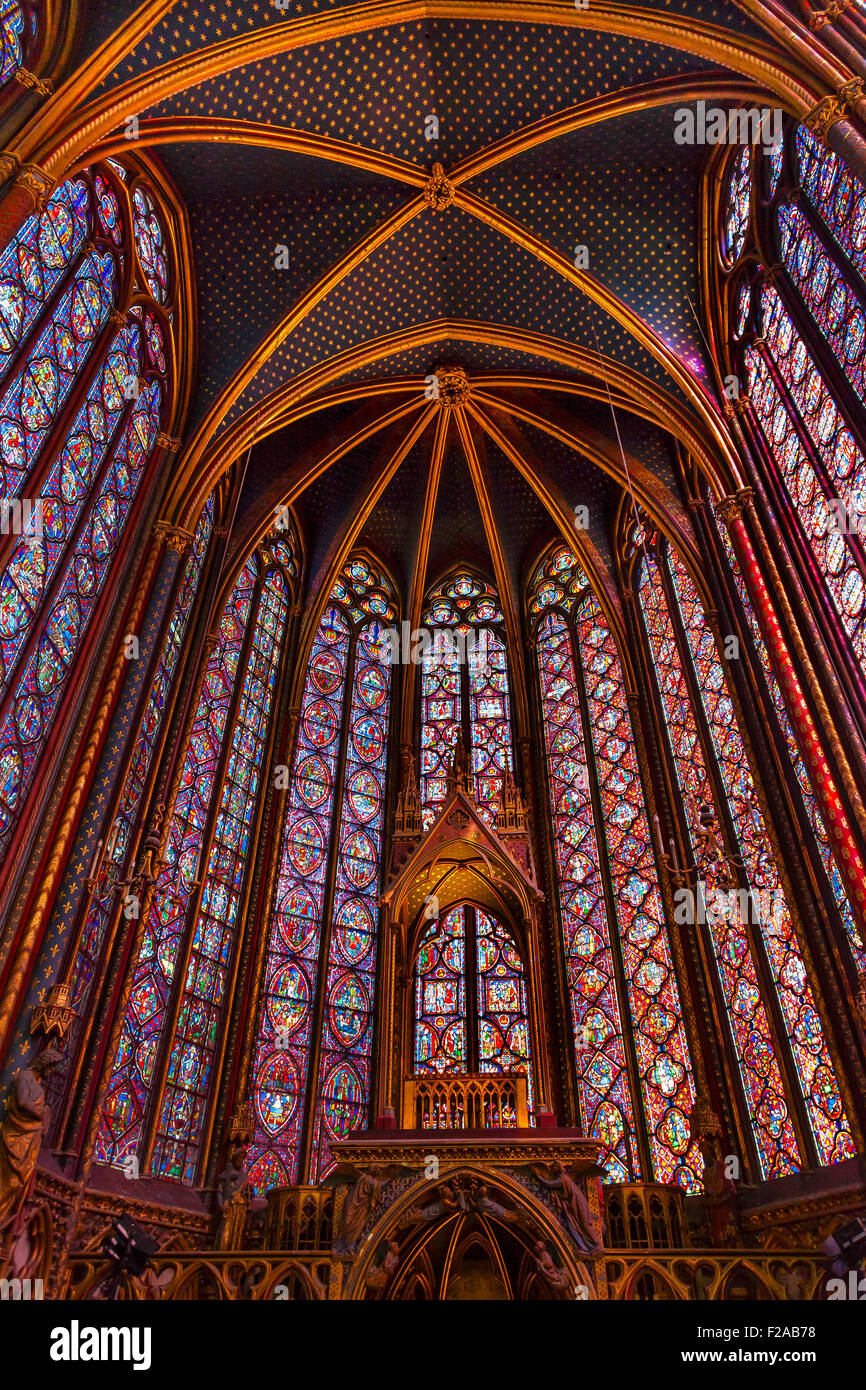 Stained Glass Cathedral Ceiling Altar Saint Chapelle Paris