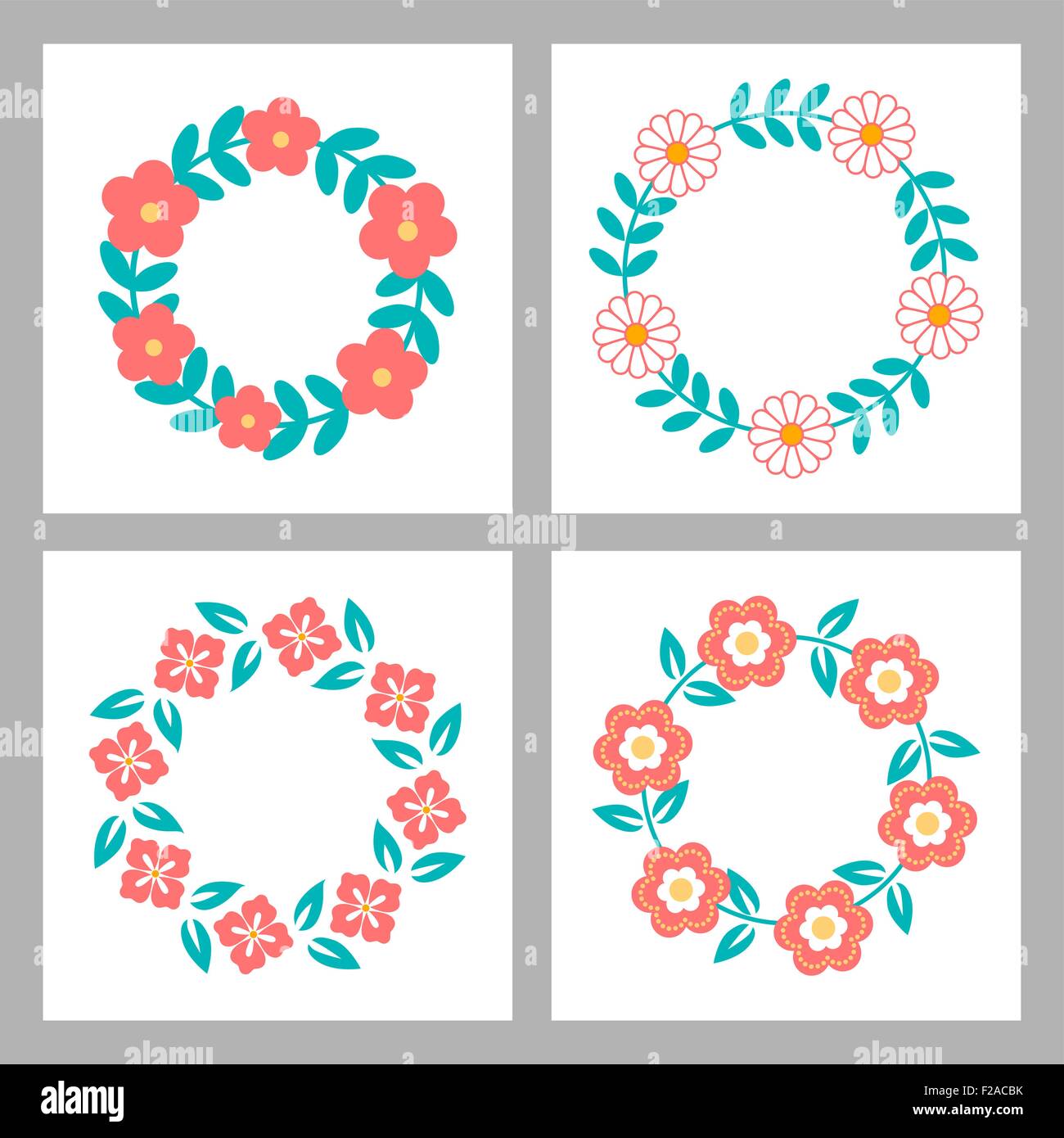 Floral Frame Collection. Cute retro flowers arranged un a shape of the ...