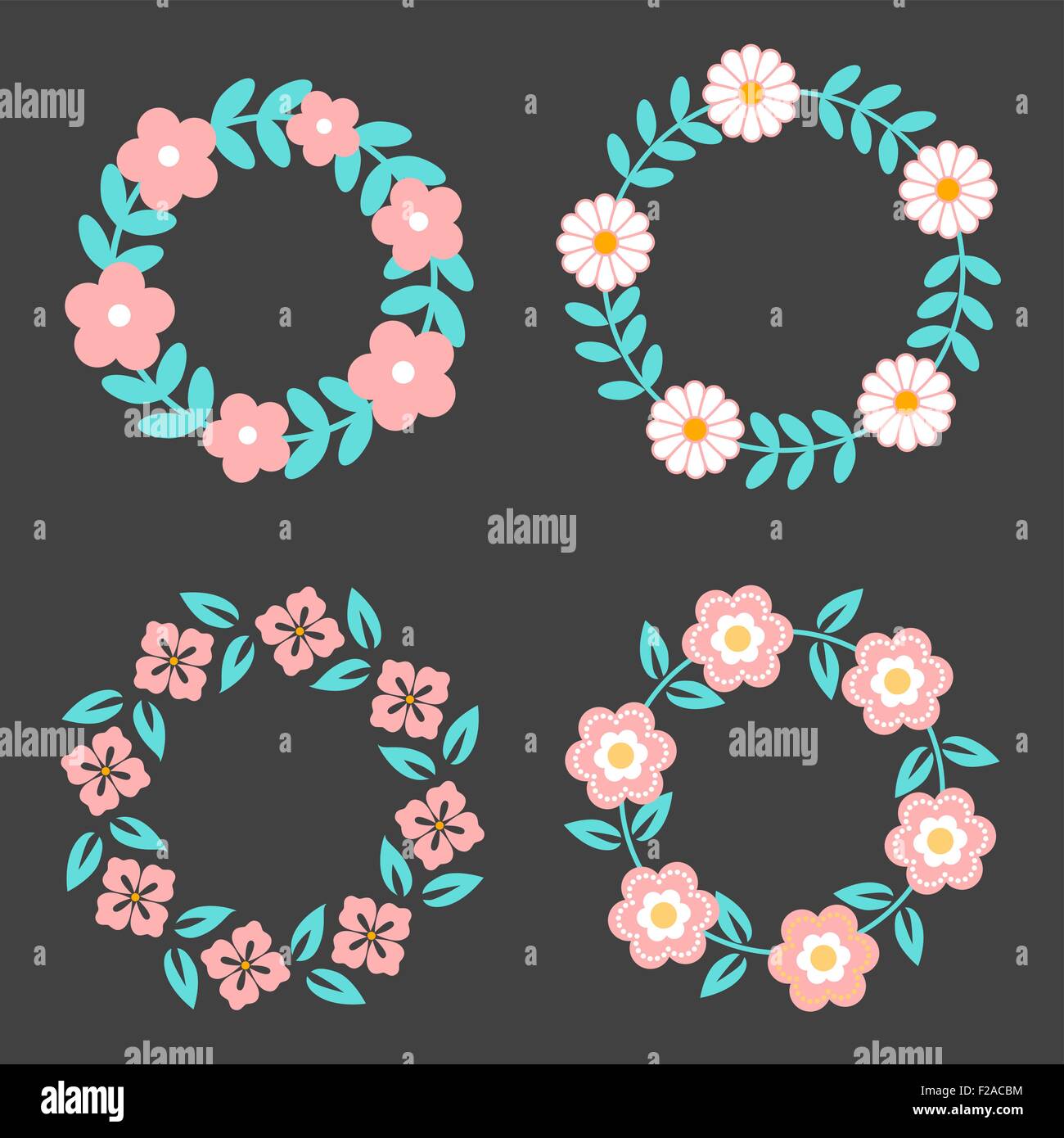 Floral Frame Collection. Cute retro flowers arranged un a shape of the ...
