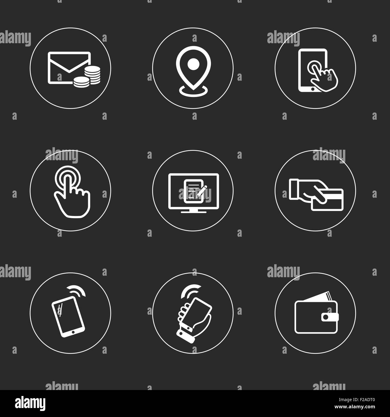 Collection customer service icons Black and White Stock Photos & Images ...