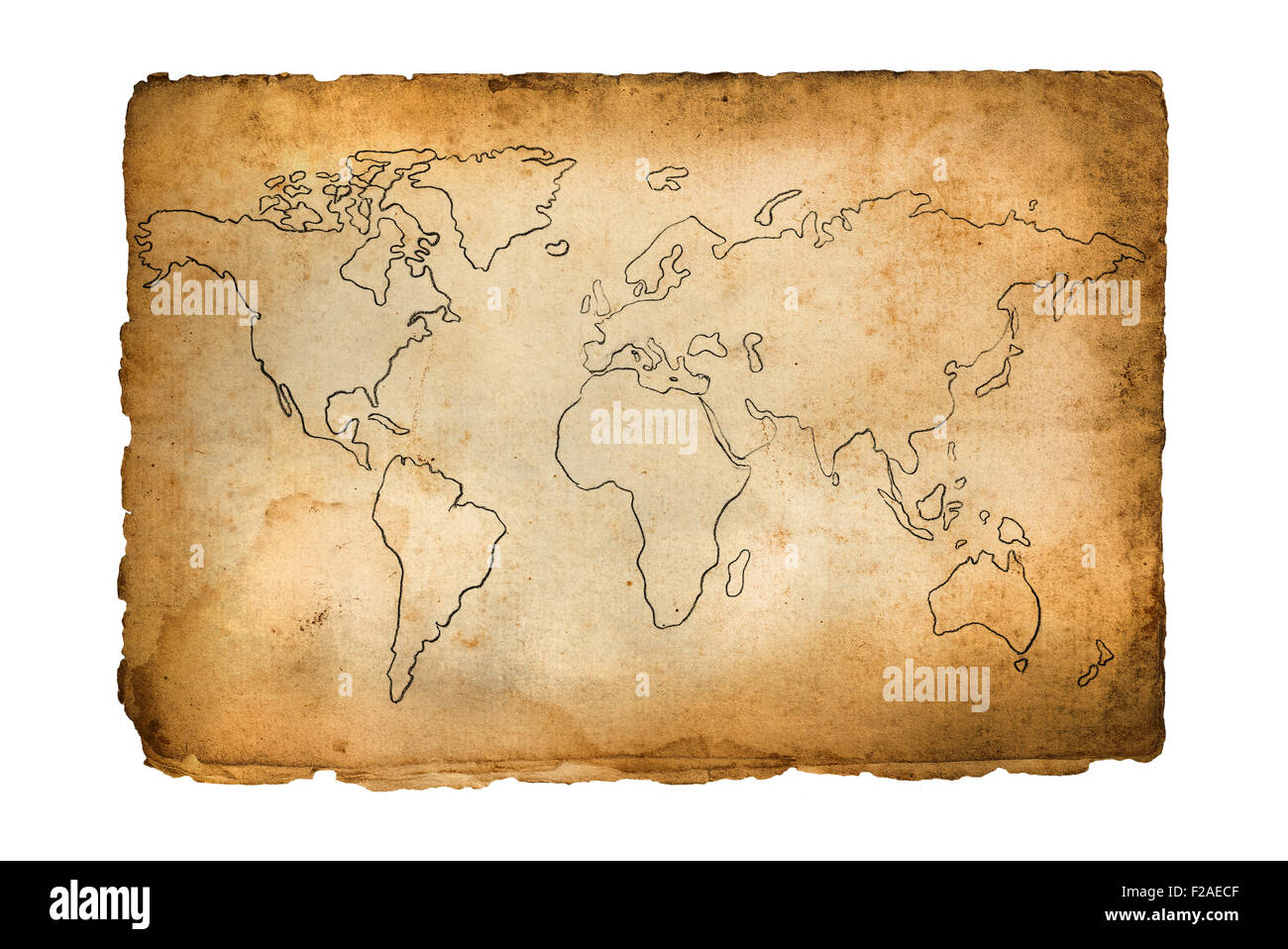 old map of the world isolated on white Stock Photo