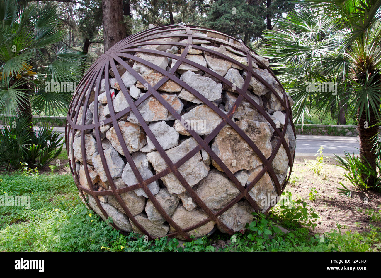Spherical decorative stone sculpture in Rhodes, Greece Stock Photo Alamy