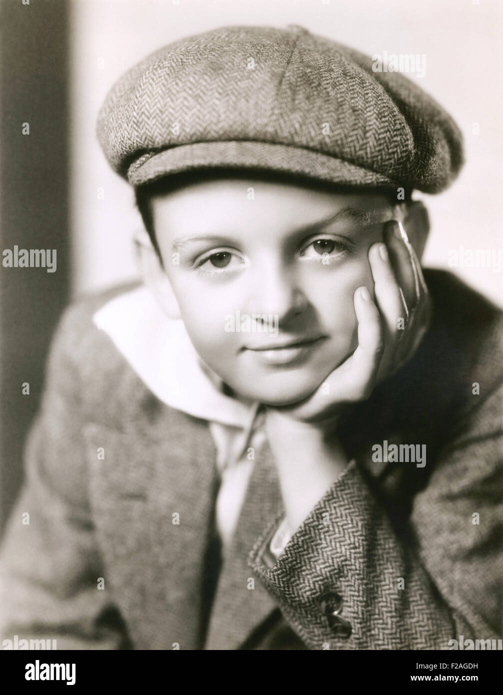 Portrait of child  in newsboy cap (OLVI008_OU163_F) Stock Photo