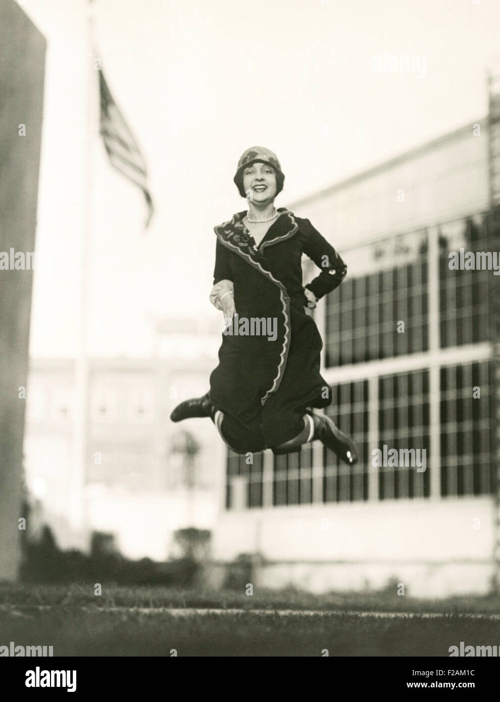 Jumping for joy (OLVI007 OU622 F) Stock Photo