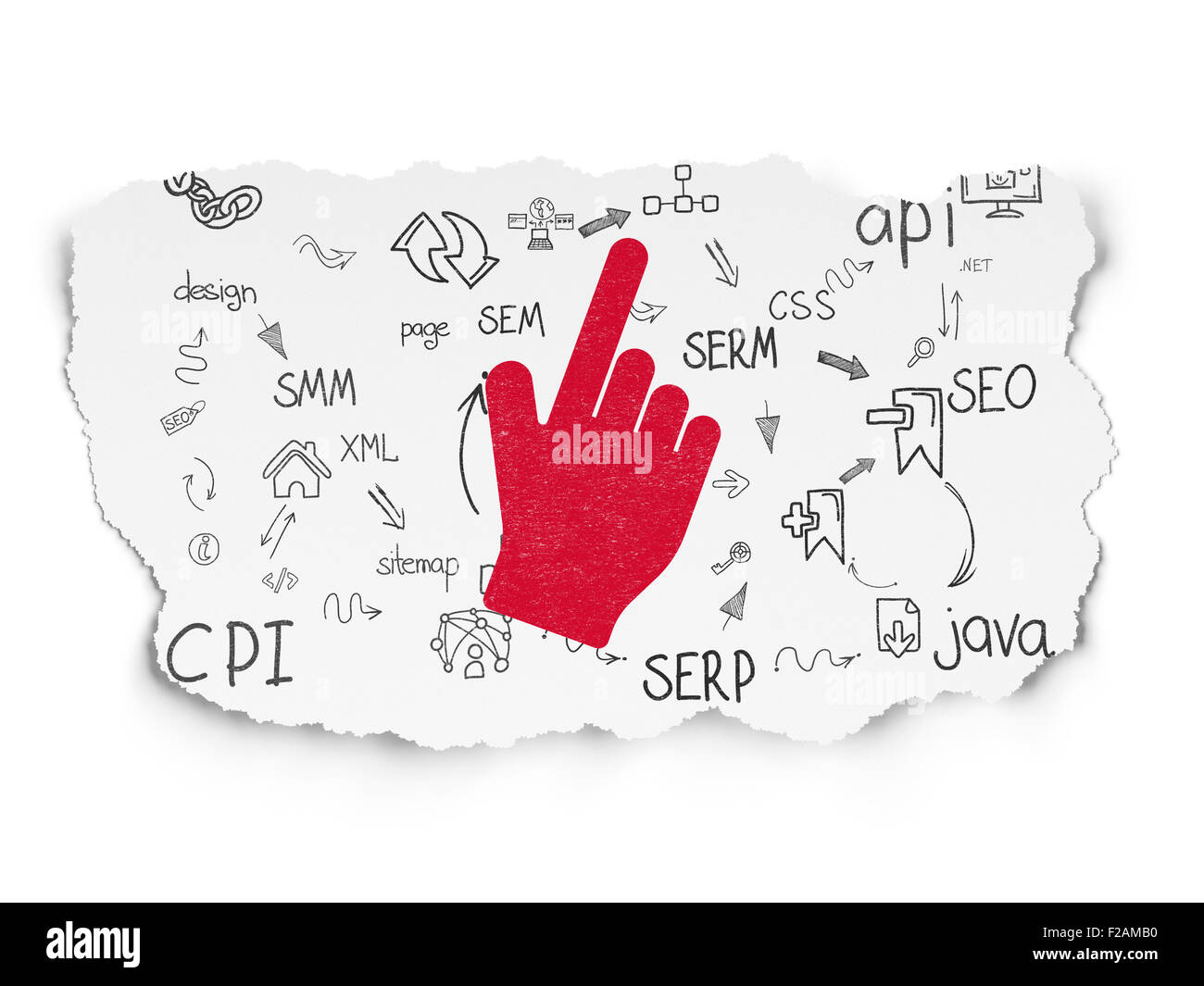Web design concept: Mouse Cursor on Torn Paper background Stock Photo ...