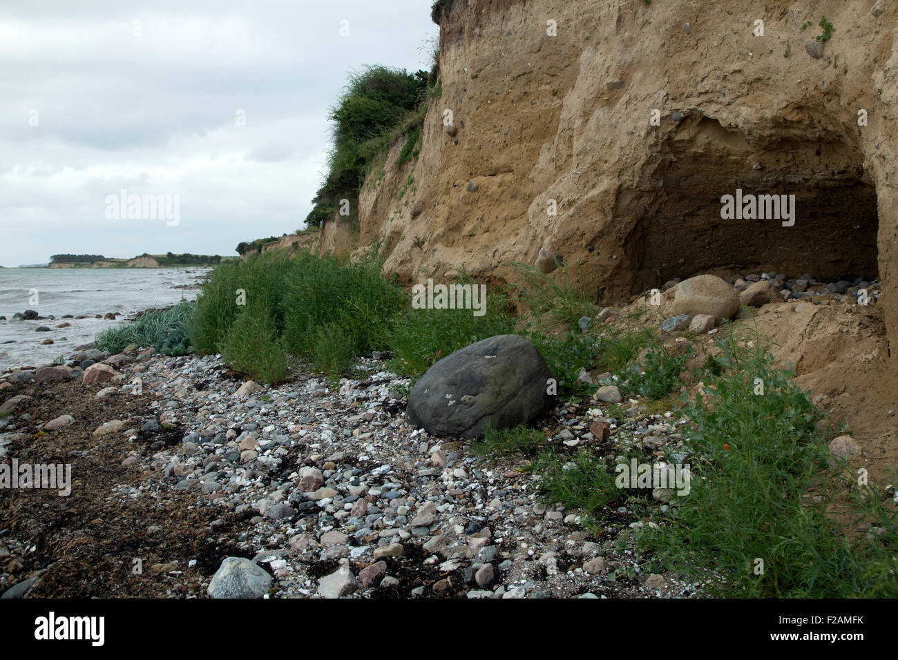 Cliff of boulder clay, Fyns Hoved, Funen, Denmark Stock Photo