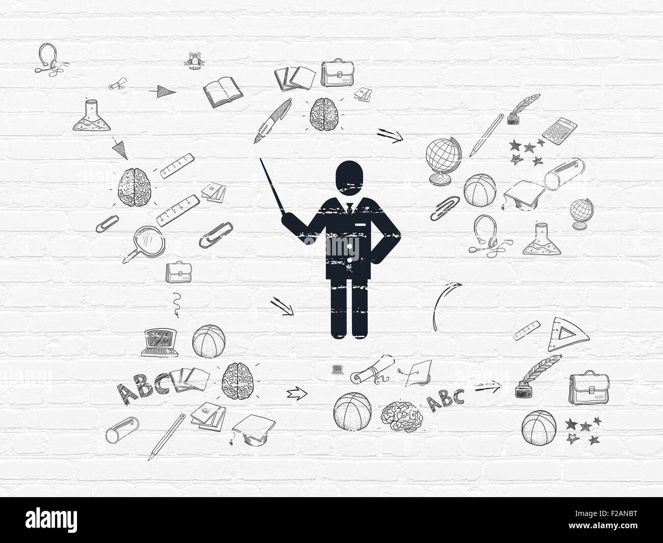 Education concept: Teacher on wall background Stock Photo - Alamy