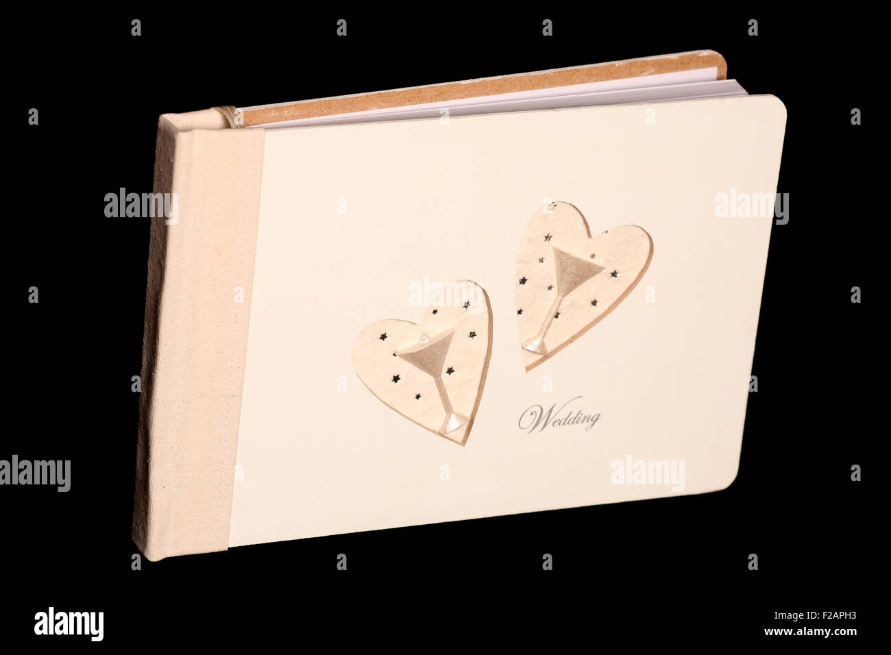wedding guest book on black background Stock Photo
