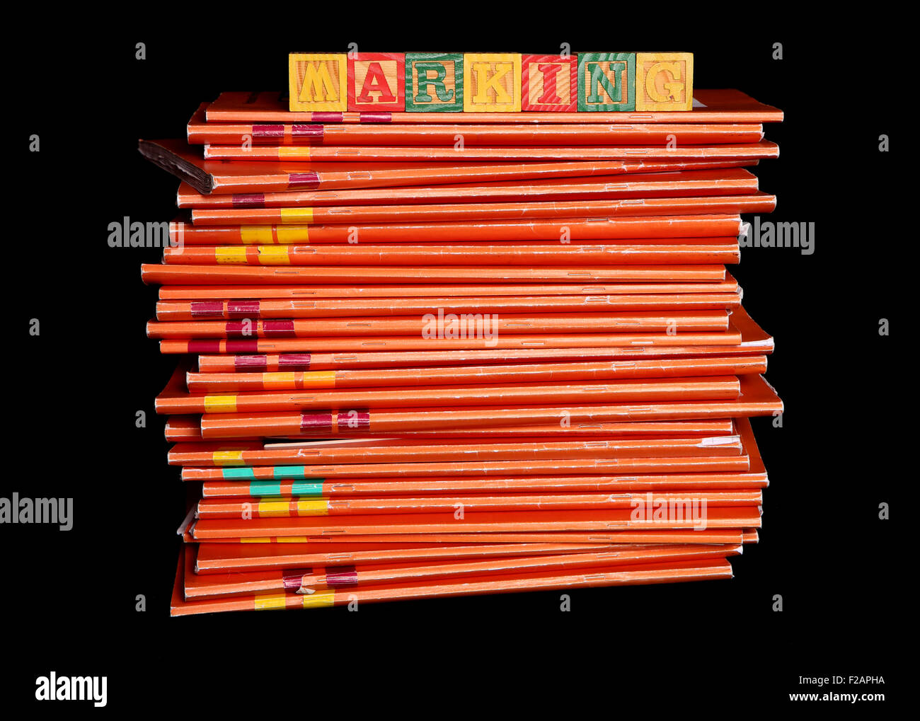 Teachers school books to be marked cutout Stock Photo