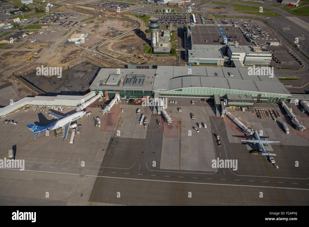 Quebec City Jean Lesage International Airport is pictured in this aerial photo in Quebec city Stock Photo