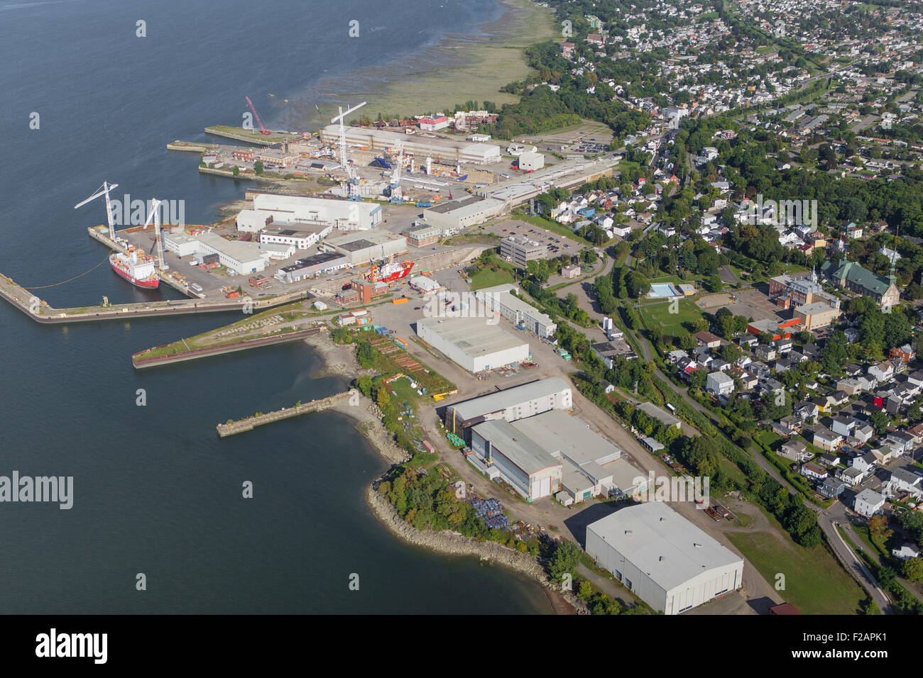 Davie Yards Incorporated, more commonly known as MIL-Davie Shipbuilding, is pictured in this aerial photo in Levis Stock Photo