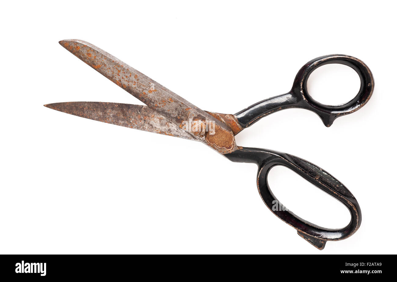 Old scissor isolated on white Stock Photo