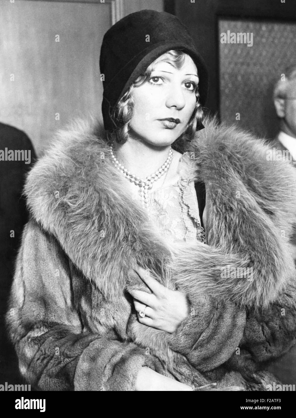 Actress Louise Rolfe McGurn sentenced to four month for conspiracy to violate the Mann Act. July 21, 1931. The charged was based on their co-habitation in 1928 when they traveled to Florida as 'man and wife' before they married. Jack McGurn, was sentenced to two years in federal prison at Leavenworth, Kansas. Louise provided Jack McGurn with his alibi regarding his role in the St. Valentine's Day Massacre. (CSU 2015 11 1666) Stock Photo