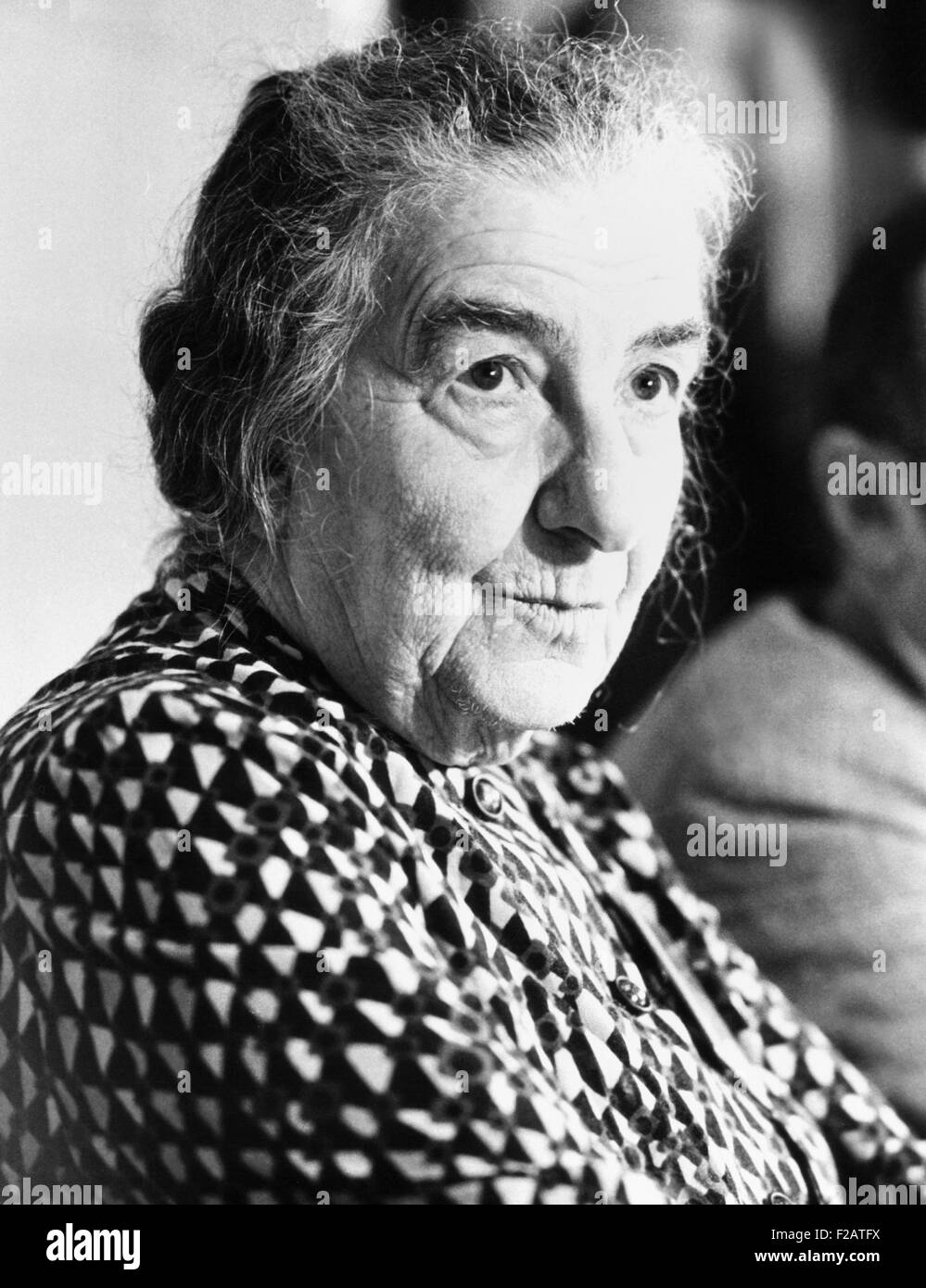 Golda Meir, former Israeli Prime Minister attending World Conference on Soviet Jewry. Brussels, Belgium, March 2, 1976. In 1956 Stock Photo