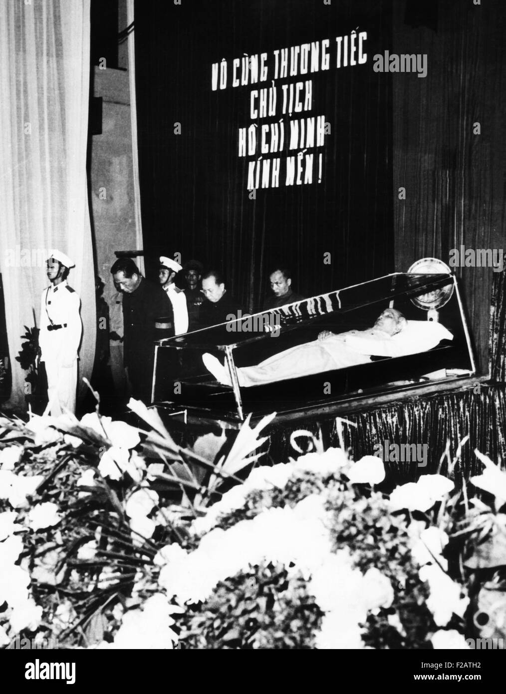 Body of President Ho Chi Minh during a state funeral in Hanoi. Sept. 26, 1969. North Vietnamese leaders are at left. (CSU 2015 11 1617 ) Stock Photo